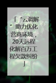 “云调解”助力优化营商环境，20天远程化解百万工程欠款纠纷