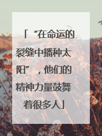 “在命运的裂缝中播种太阳”，他们的精神力量鼓舞着很多人