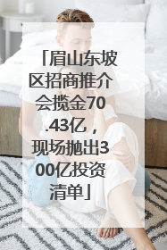 眉山东坡区招商推介会揽金70.43亿，现场抛出300亿投资清单