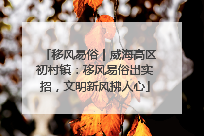 移风易俗｜威海高区初村镇：移风易俗出实招，文明新风拂人心