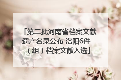 第二批河南省档案文献遗产名录公布 洛阳6件（组）档案文献入选