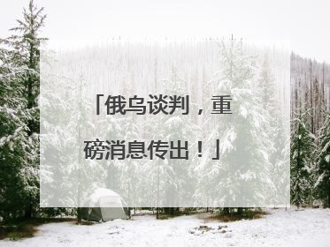 俄乌谈判，重磅消息传出！