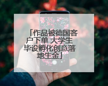 作品被德国客户下单 大学生毕设孵化创意落地生金
