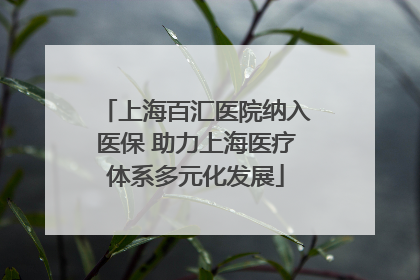 上海百汇医院纳入医保 助力上海医疗体系多元化发展