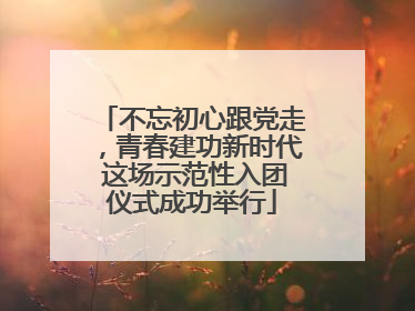 不忘初心跟党走，青春建功新时代 这场示范性入团仪式成功举行