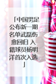 中国男足公布新一期名单武磊伤愈回归 入籍球员杨明洋首次入选