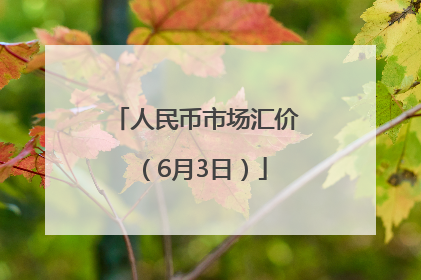 人民币市场汇价（6月3日）