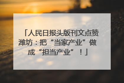 人民日报头版刊文点赞潍坊：把“当家产业”做成“担当产业”！