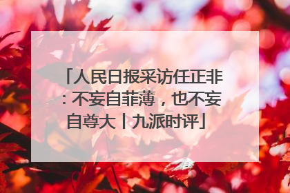 人民日报采访任正非：不妄自菲薄，也不妄自尊大丨九派时评