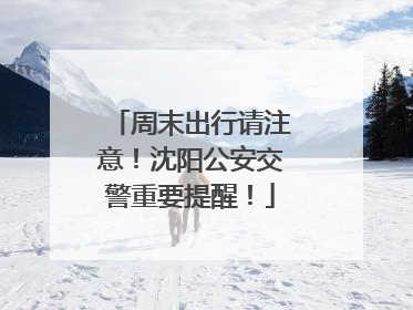 周末出行请注意！沈阳公安交警重要提醒！