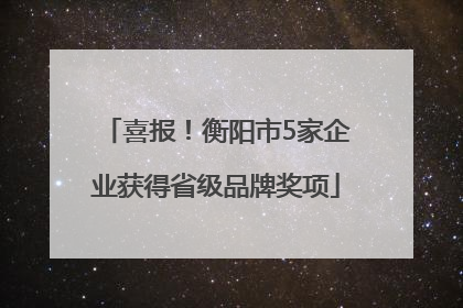 喜报！衡阳市5家企业获得省级品牌奖项