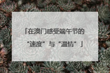 在澳门感受端午节的“速度”与“温情”