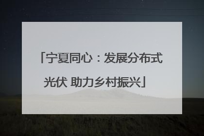 宁夏同心：发展分布式光伏 助力乡村振兴