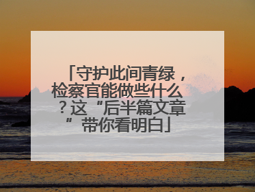 守护此间青绿，检察官能做些什么？这“后半篇文章”带你看明白