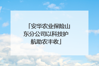 安华农业保险山东分公司以科技护航助农丰收
