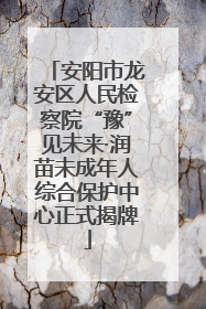 安阳市龙安区人民检察院“豫”见未来·润苗未成年人综合保护中心正式揭牌
