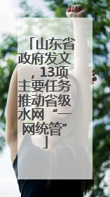 山东省政府发文，13项主要任务推动省级水网“一网统管”