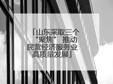山东采取三个“聚焦” 推动民营经济服务业高质量发展