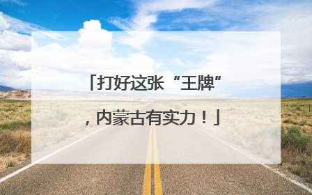 打好这张“王牌”，内蒙古有实力！
