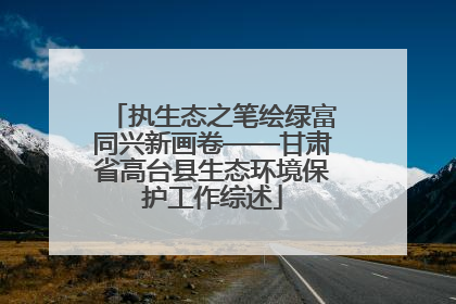 执生态之笔绘绿富同兴新画卷——甘肃省高台县生态环境保护工作综述