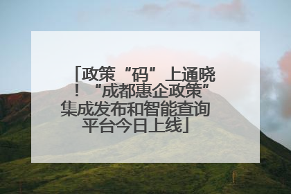 政策“码”上通晓！“成都惠企政策”集成发布和智能查询平台今日上线