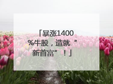 暴涨1400%牛股，造就“新首富”！