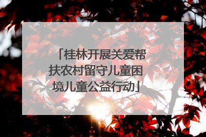桂林开展关爱帮扶农村留守儿童困境儿童公益行动