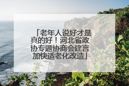 老年人说好才是真的好！河北省政协专题协商会建言加快适老化改造