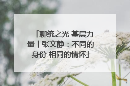 聊统之光 基层力量丨张文静：不同的身份 相同的情怀
