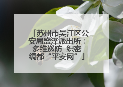 苏州市吴江区公安局盛泽派出所：多维巡防  织密绸都“平安网”
