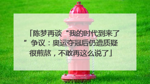 陈梦再谈“我的时代到来了”争议：奥运夺冠后仍遭质疑很煎熬，不敢再这么说了