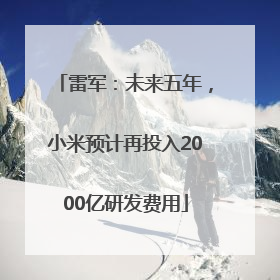 雷军：未来五年，小米预计再投入2000亿研发费用