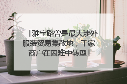雅宝路曾是最大涉外服装贸易集散地，千家商户在困难中转型