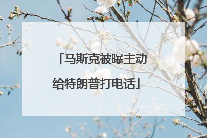 马斯克被曝主动给特朗普打电话