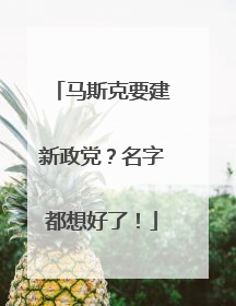 马斯克要建新政党？名字都想好了！