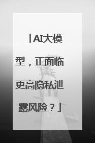 AI大模型，正面临更高隐私泄露风险？